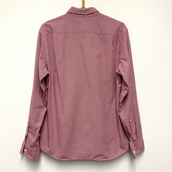 J Crew Slim‎ Washed Button Down Shirt Size Large Mini Gingham Check Red Cotton - Picture 7 of 10